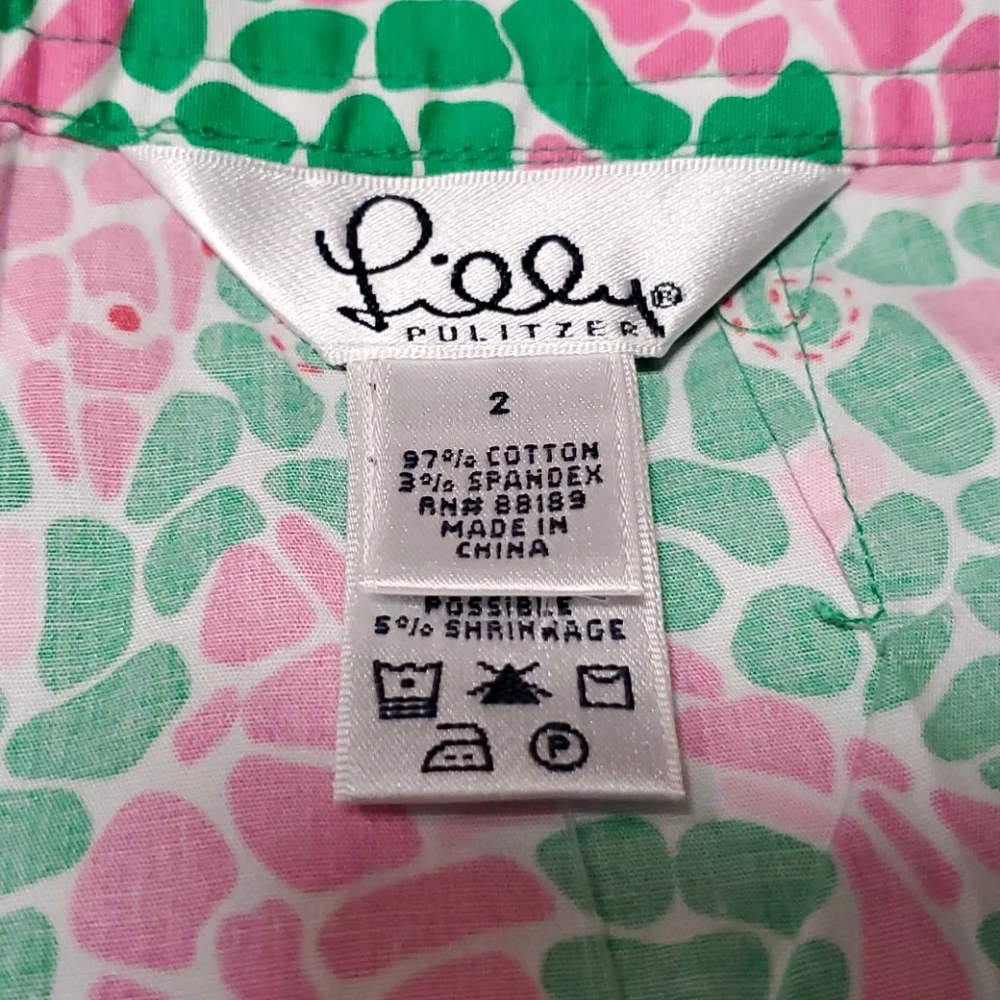 Vintage Lilly Pulitzer called dolphins mini skirt green pink women size 2